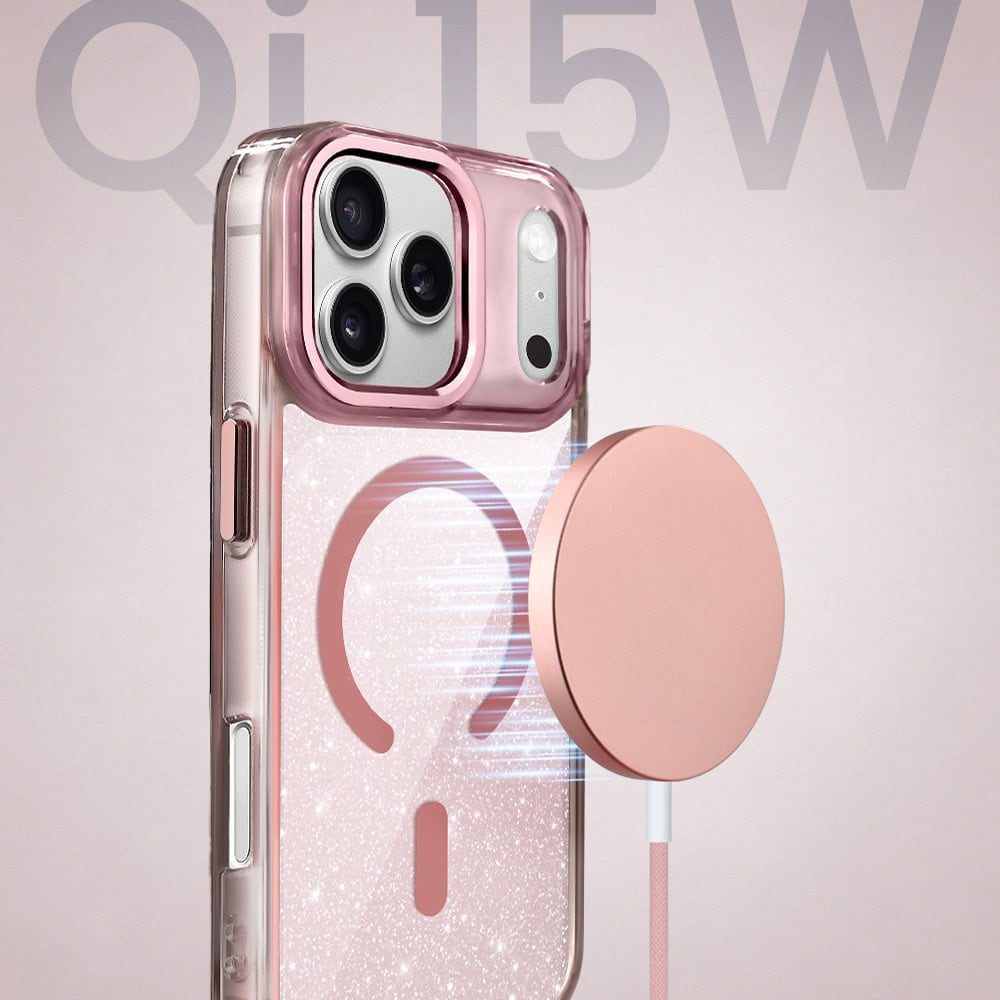 Perfect Match do iPhone 17 Pro - zestaw Super Hybrid Sparkle + akcesoria, różowy (4)