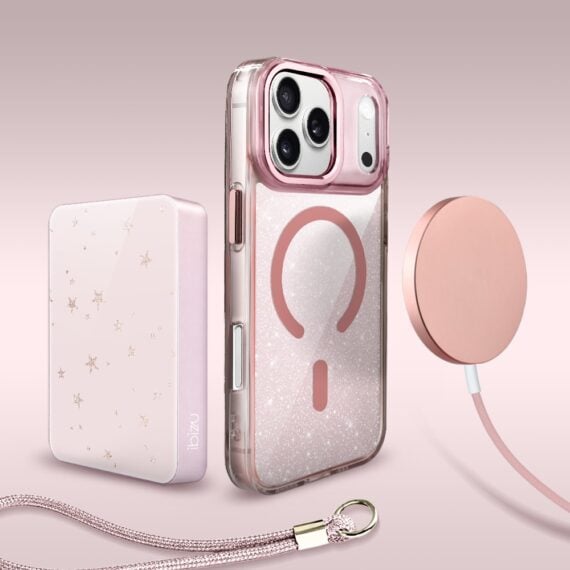 Perfect Match do iPhone 17 Pro - zestaw Super Hybrid Sparkle + akcesoria, różowy (6)