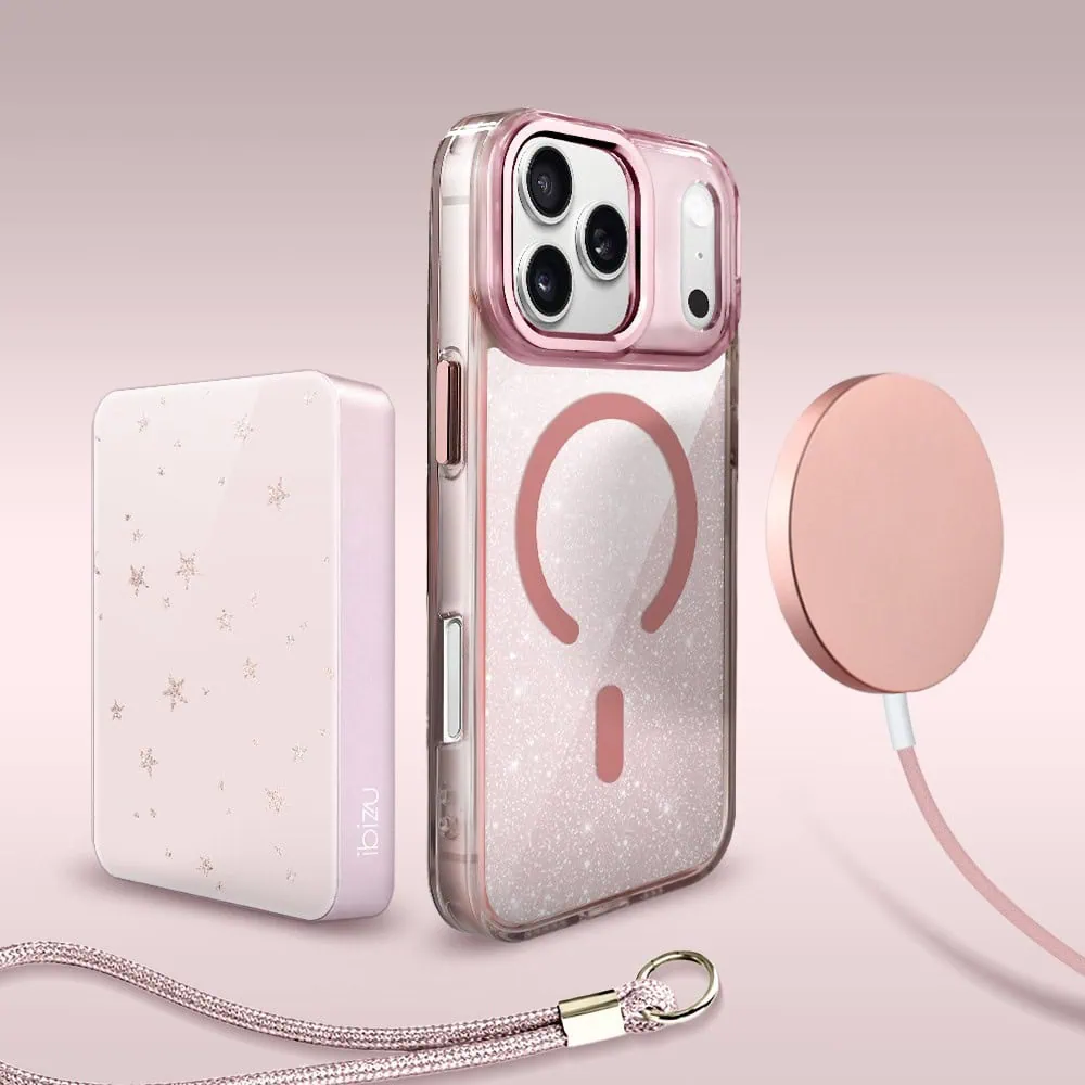 Perfect Match do iPhone 17 Pro - zestaw Super Hybrid Sparkle + akcesoria, różowy (6)