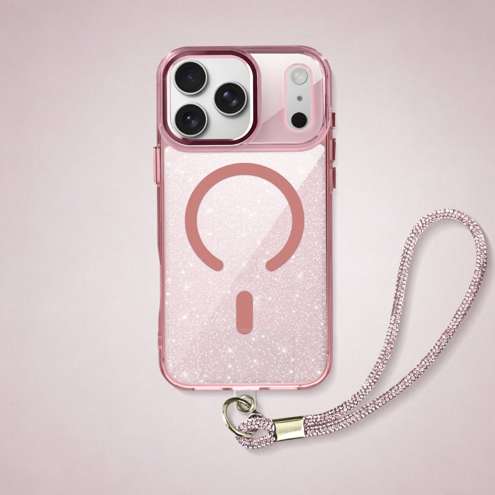 Perfect Match do iPhone 17 Pro - zestaw Super Hybrid Sparkle + akcesoria, różowy (8)