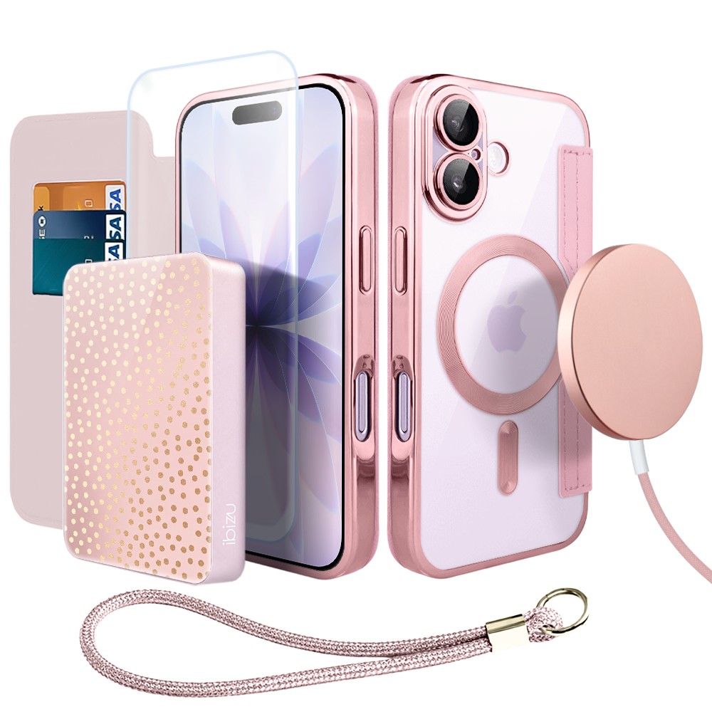 Perfect Match do iPhone 17 – zestaw Book MagSafe Lens + akcesoria, różowy