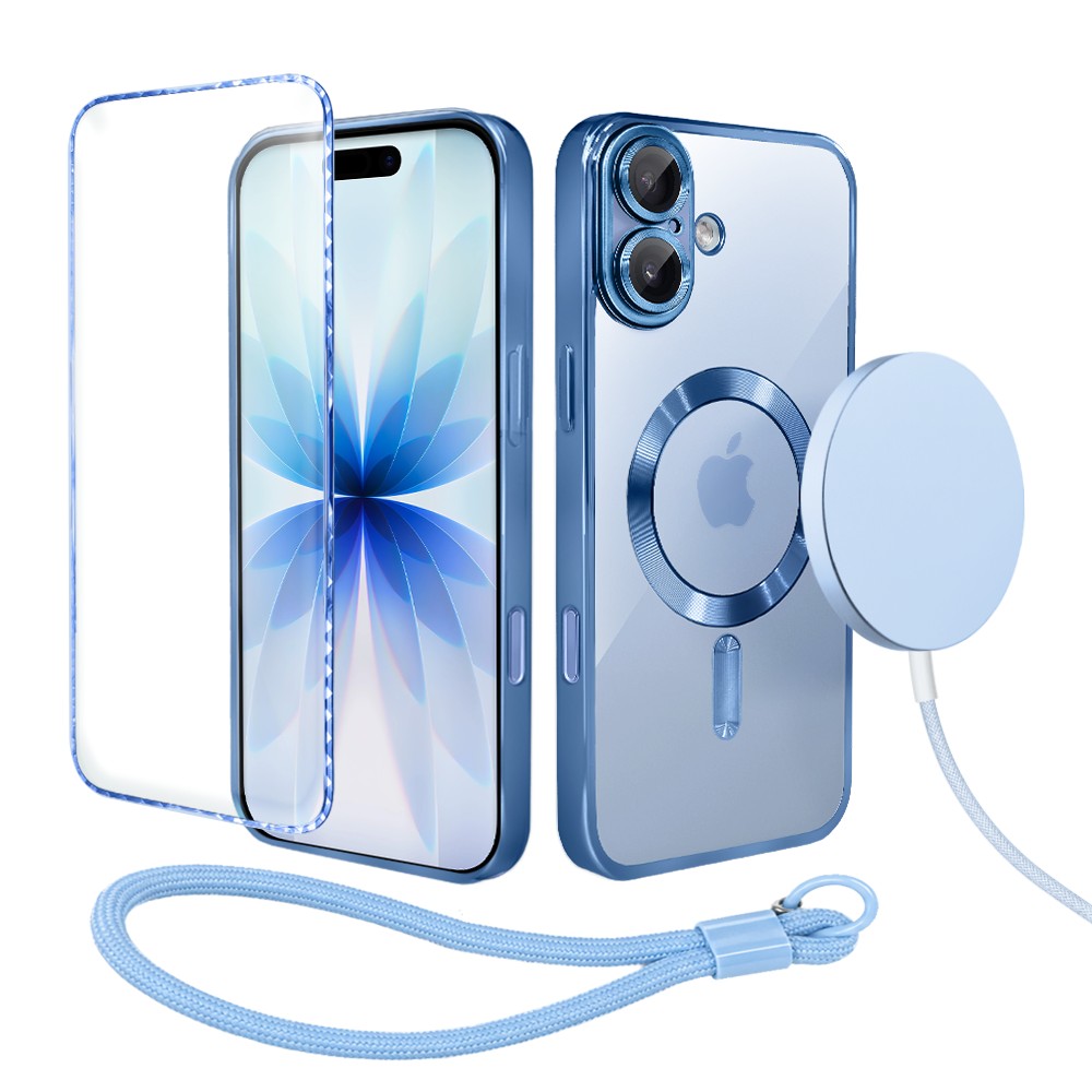 Perfect Match do iPhone 17 – zestaw MagSafe Luxury Protect + akcesoria, niebieski