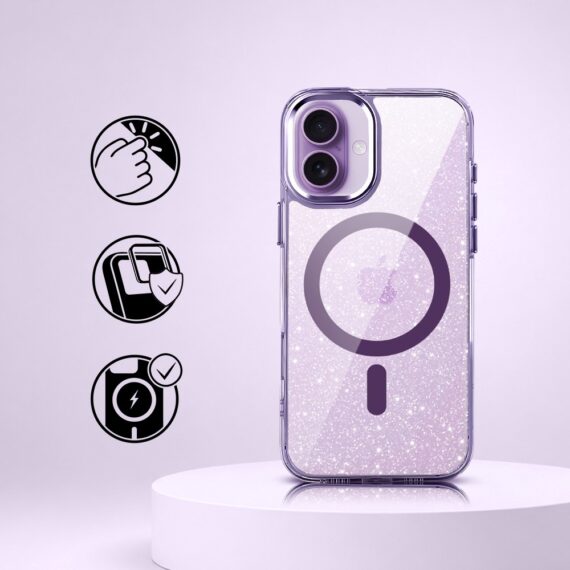 Perfect Match do iPhone 17 - zestaw Super Hybrid Sparkle + akcesoria, fioletowy (1)