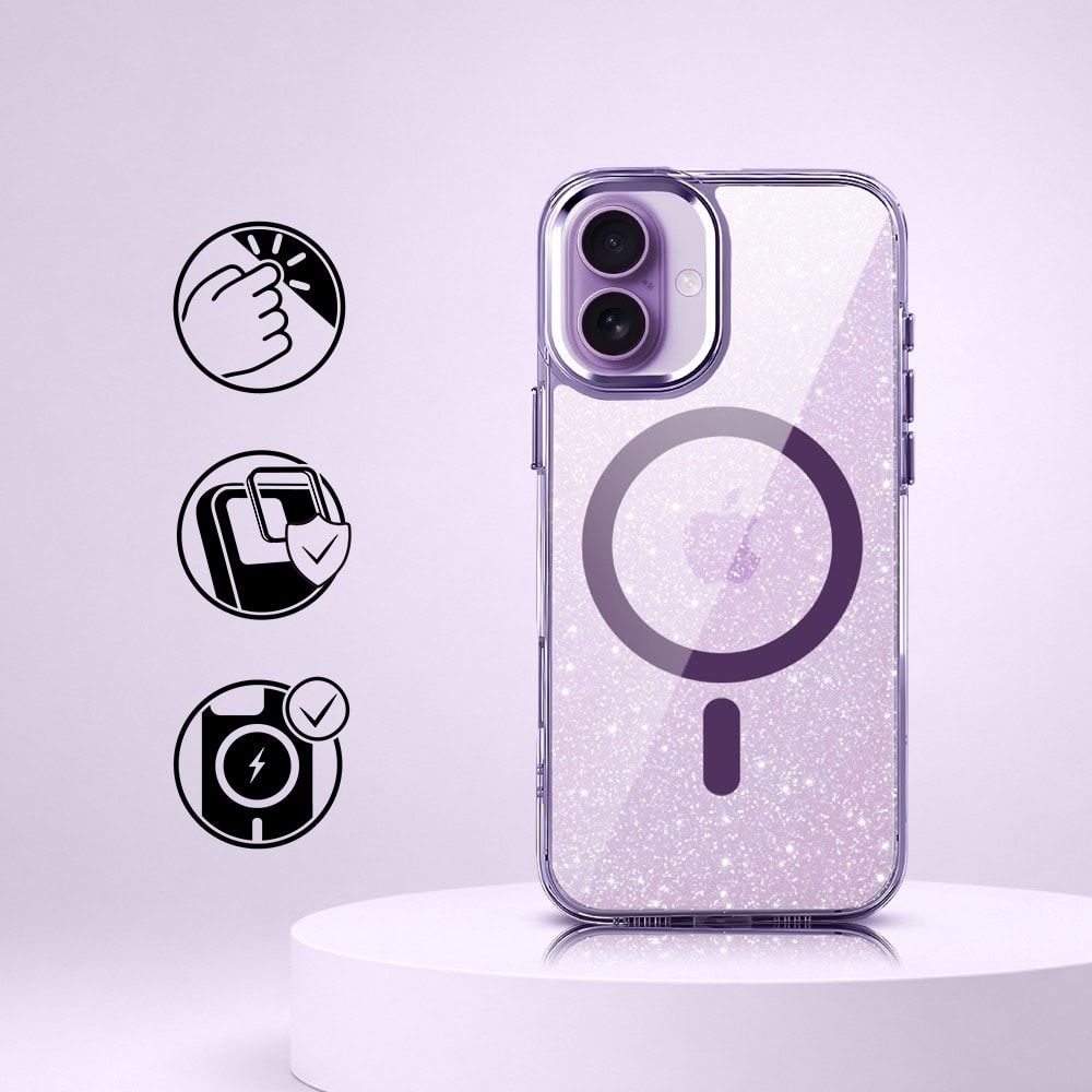 Perfect Match do iPhone 17 - zestaw Super Hybrid Sparkle + akcesoria, fioletowy (1)