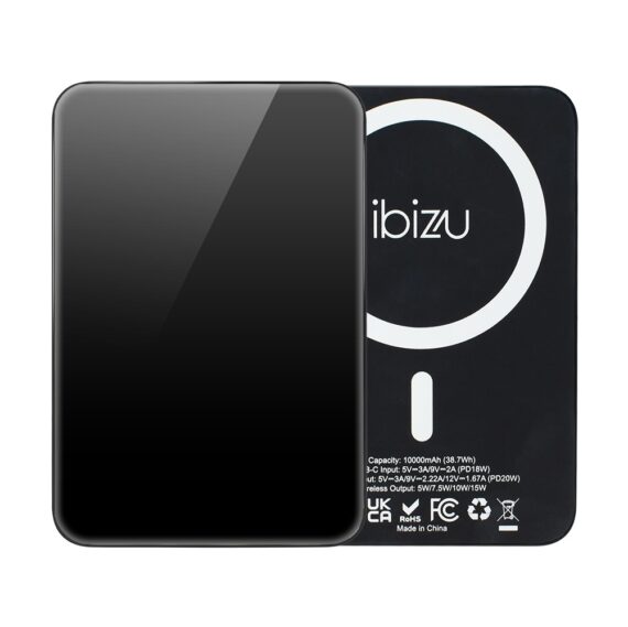 Power Bank 10000mAh IBIZU MagPower do iPhone z MagSafe, ładowanie bezprzewodowe, solidny, czarny3
