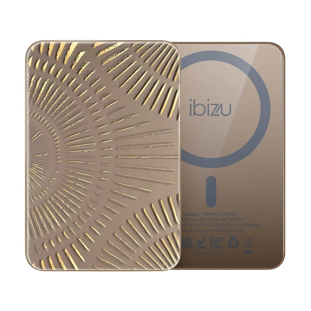 Powerbank IBIZU MagPower 10k do iPhone z MagSafe, solidny, aluminiowy, 10 000 mAh, Boski promień, pustynny (9)