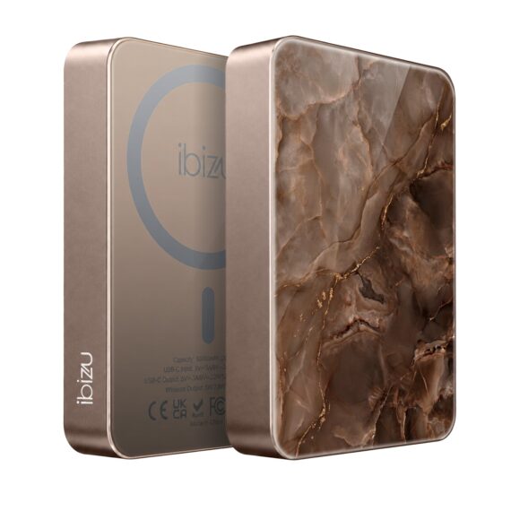 Powerbank IBIZU MagPower 10k do iPhone z MagSafe, solidny, aluminiowy, 10 000 mAh, Czekoladowy marmur (3)