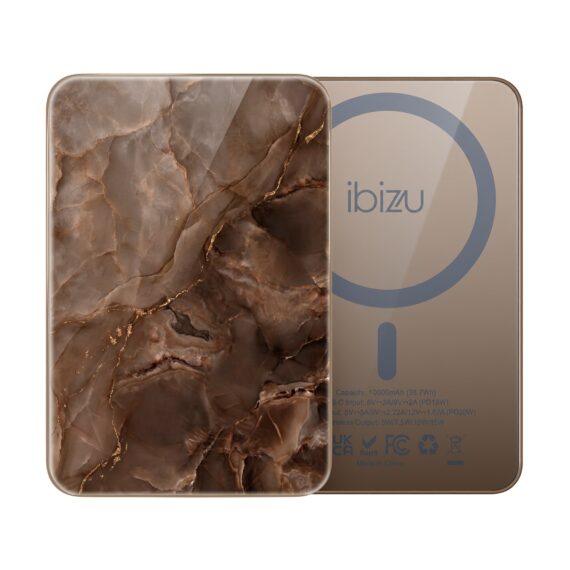 Powerbank IBIZU MagPower 10k do iPhone z MagSafe, solidny, aluminiowy, 10 000 mAh, Czekoladowy marmur (4)
