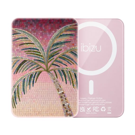Powerbank IBIZU MagPower 10k do iPhone z MagSafe, solidny, aluminiowy, 10 000 mAh, Kalabryjska palma, różowy (1)