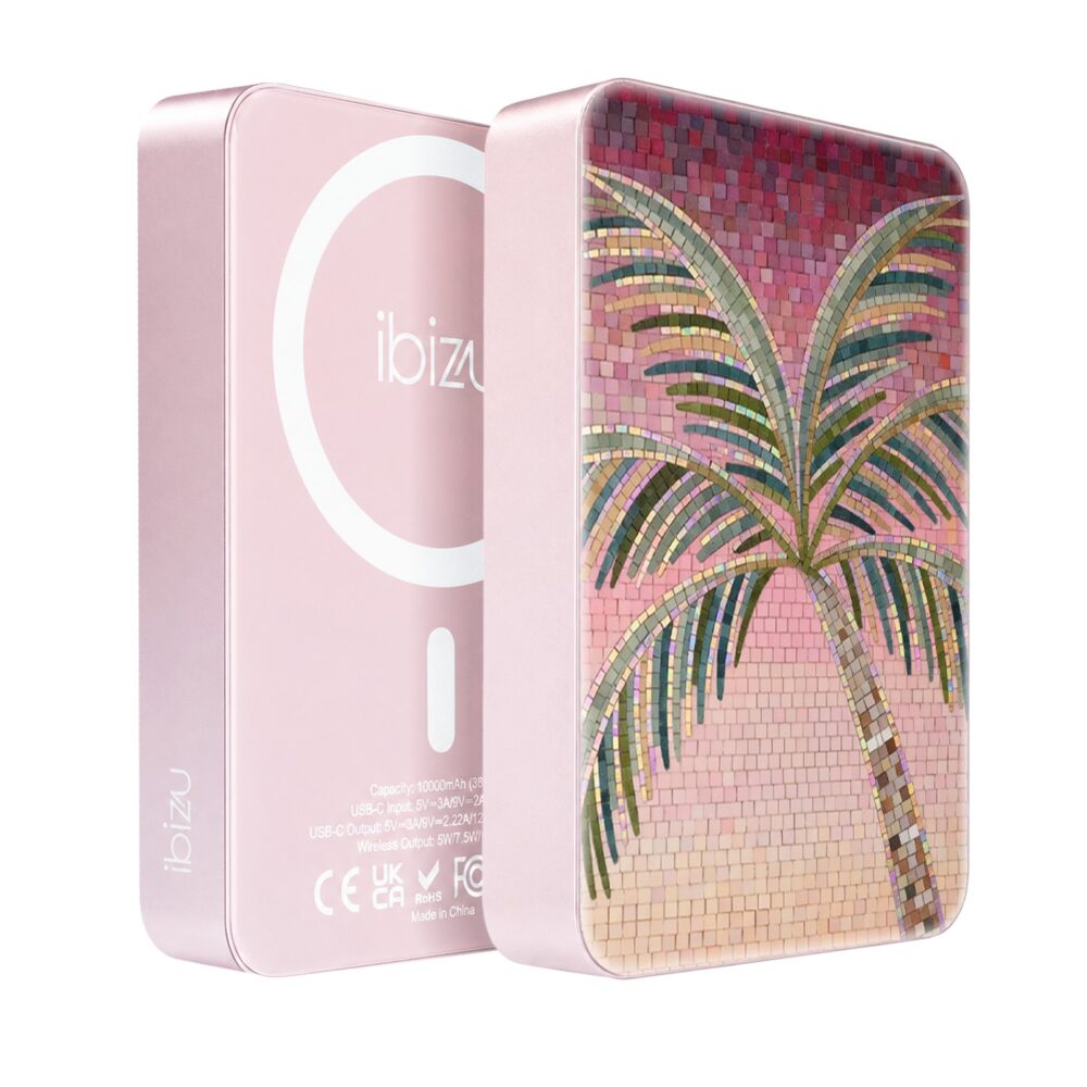 Powerbank IBIZU MagPower 10k do iPhone z MagSafe, solidny, aluminiowy, 10 000 mAh, Kalabryjska palma, różowy (10)