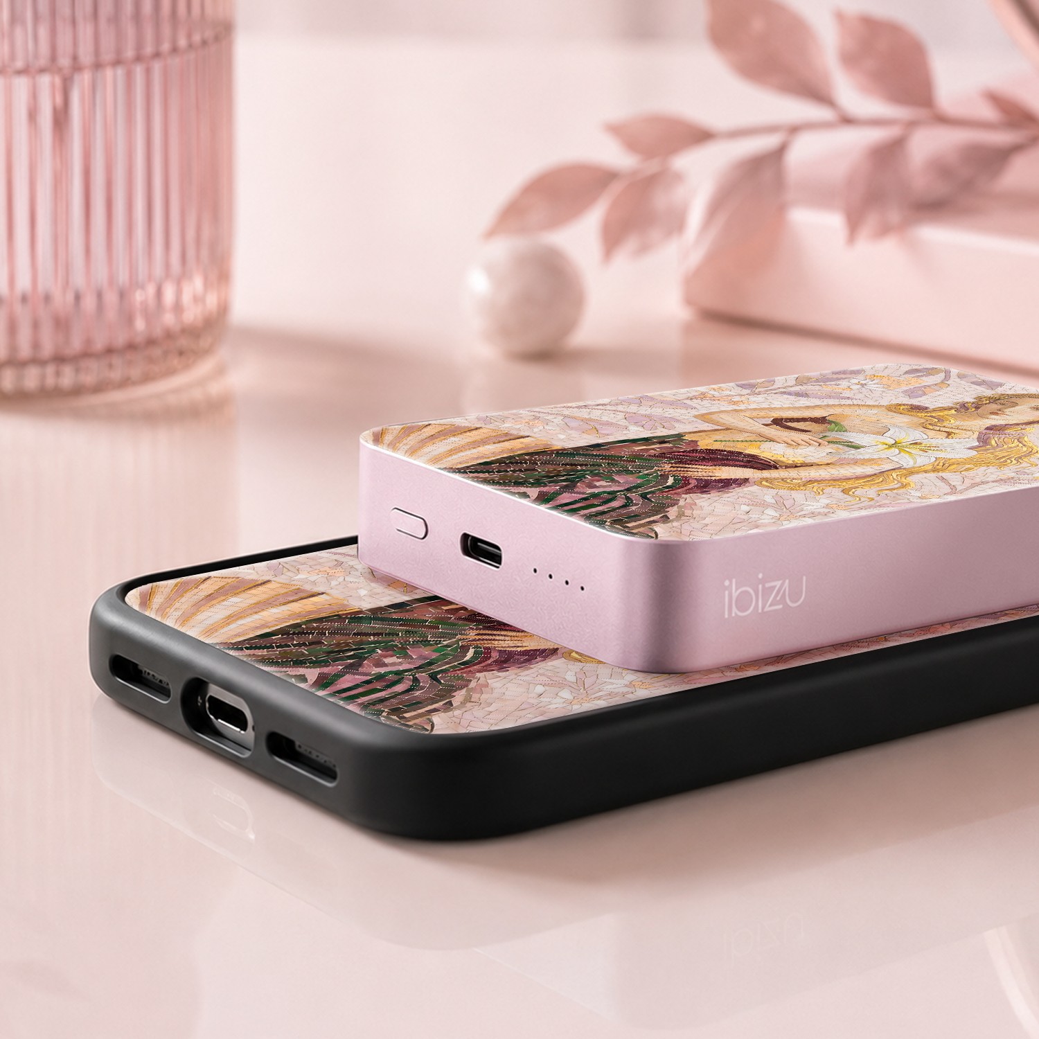 Powerbank IBIZU MagPower 10k do iPhone z MagSafe, solidny, aluminiowy, 10 000 mAh, Narodziny Wenus, różowy (10)