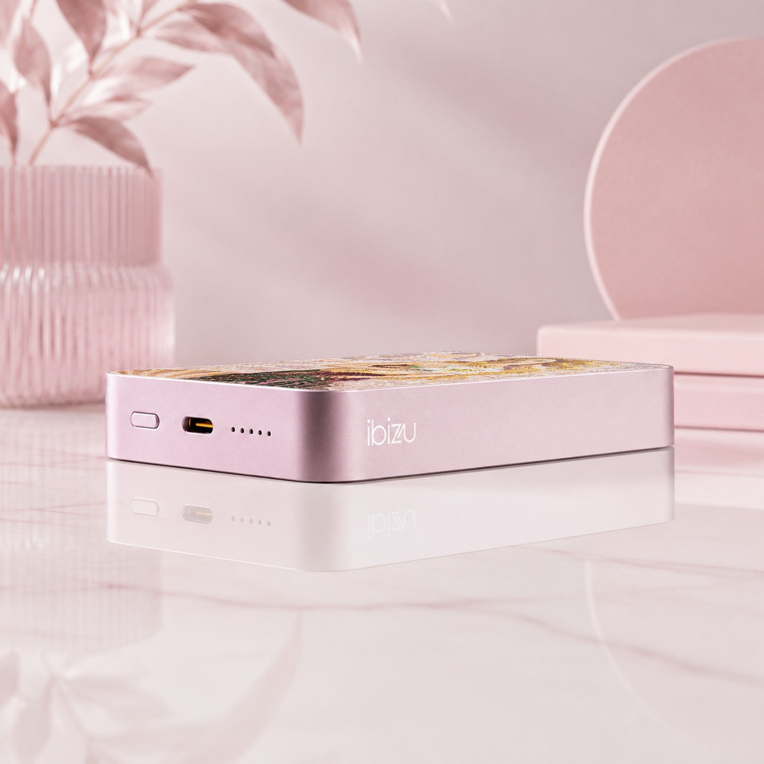 Powerbank IBIZU MagPower 10k do iPhone z MagSafe, solidny, aluminiowy, 10 000 mAh, Narodziny Wenus, różowy (8)
