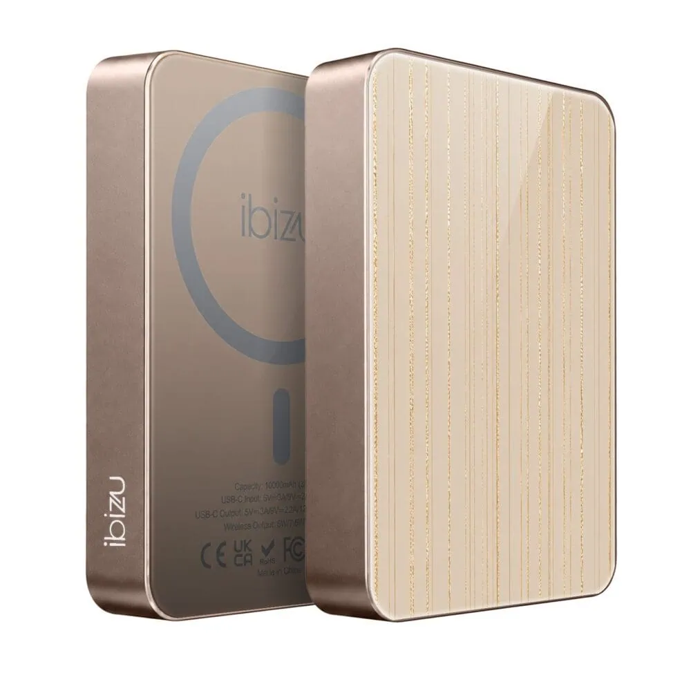 Powerbank IBIZU MagPower 10k do iPhone z MagSafe, solidny, aluminiowy, 10 000 mAh, Nici złotego blasku (1)