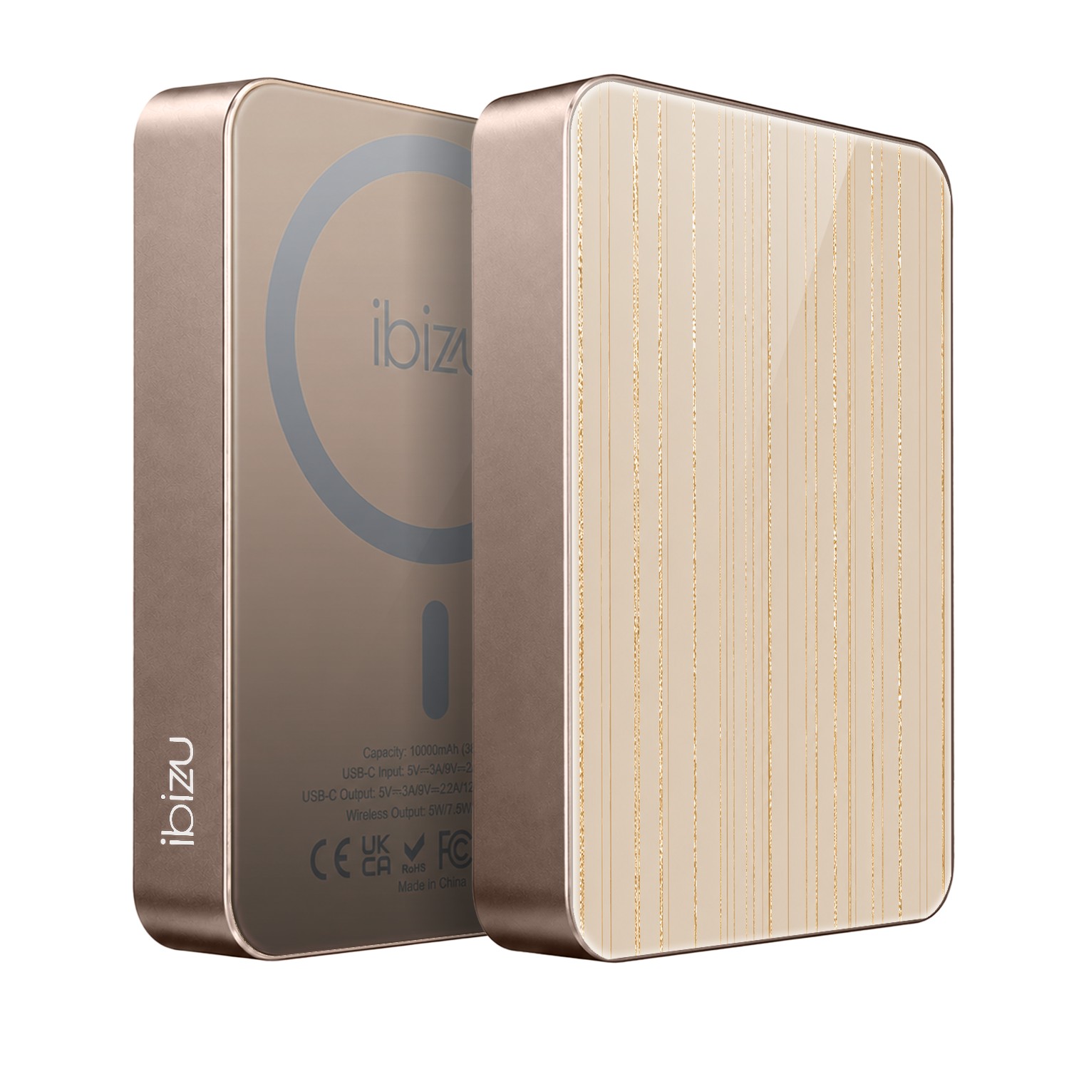 Powerbank IBIZU MagPower 10k do iPhone z MagSafe, solidny, aluminiowy, 10 000 mAh, Nici złotego blasku