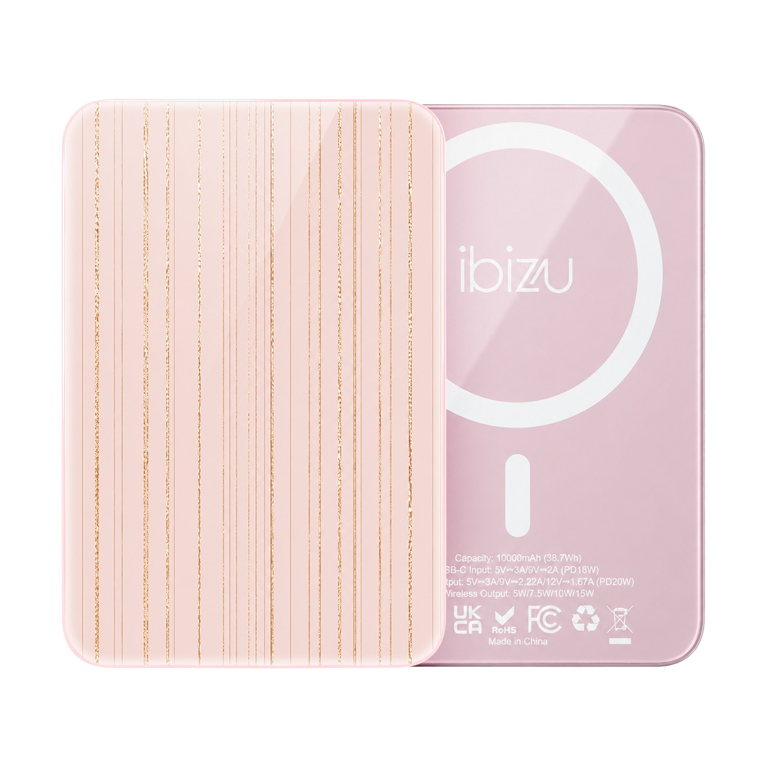 Powerbank IBIZU MagPower 10k do iPhone z MagSafe, solidny, aluminiowy, 10 000 mAh, Nici złotego blasku (1)