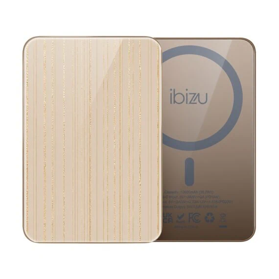 Powerbank IBIZU MagPower 10k do iPhone z MagSafe, solidny, aluminiowy, 10 000 mAh, Nici złotego blasku (2)