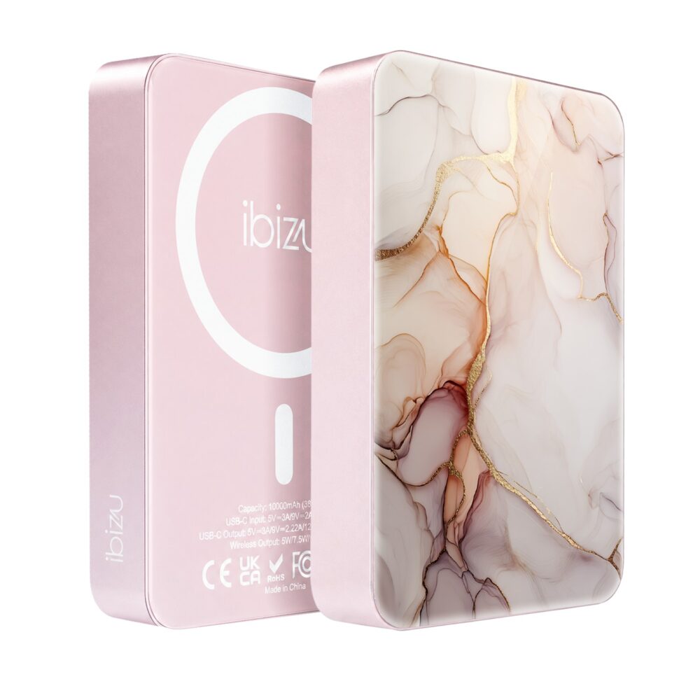 Powerbank IBIZU MagPower 10k do iPhone z MagSafe, solidny, aluminiowy, 10 000 mAh, Różany alabaster, różowy (9)