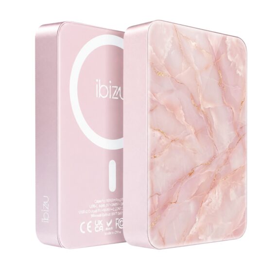 Powerbank IBIZU MagPower 10k do iPhone z MagSafe, solidny, aluminiowy, 10 000 mAh, Różany marmur (7)