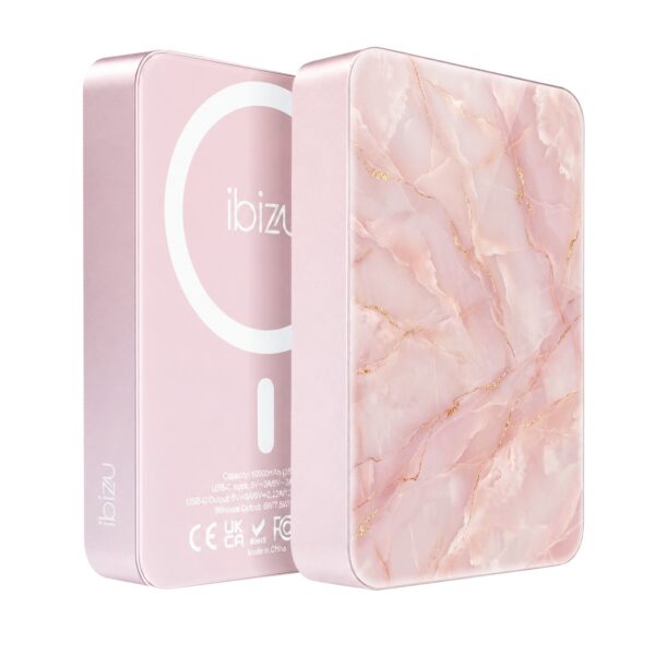 Powerbank IBIZU MagPower 10k do iPhone z MagSafe, solidny, aluminiowy, 10 000 mAh, Różany marmur (7)