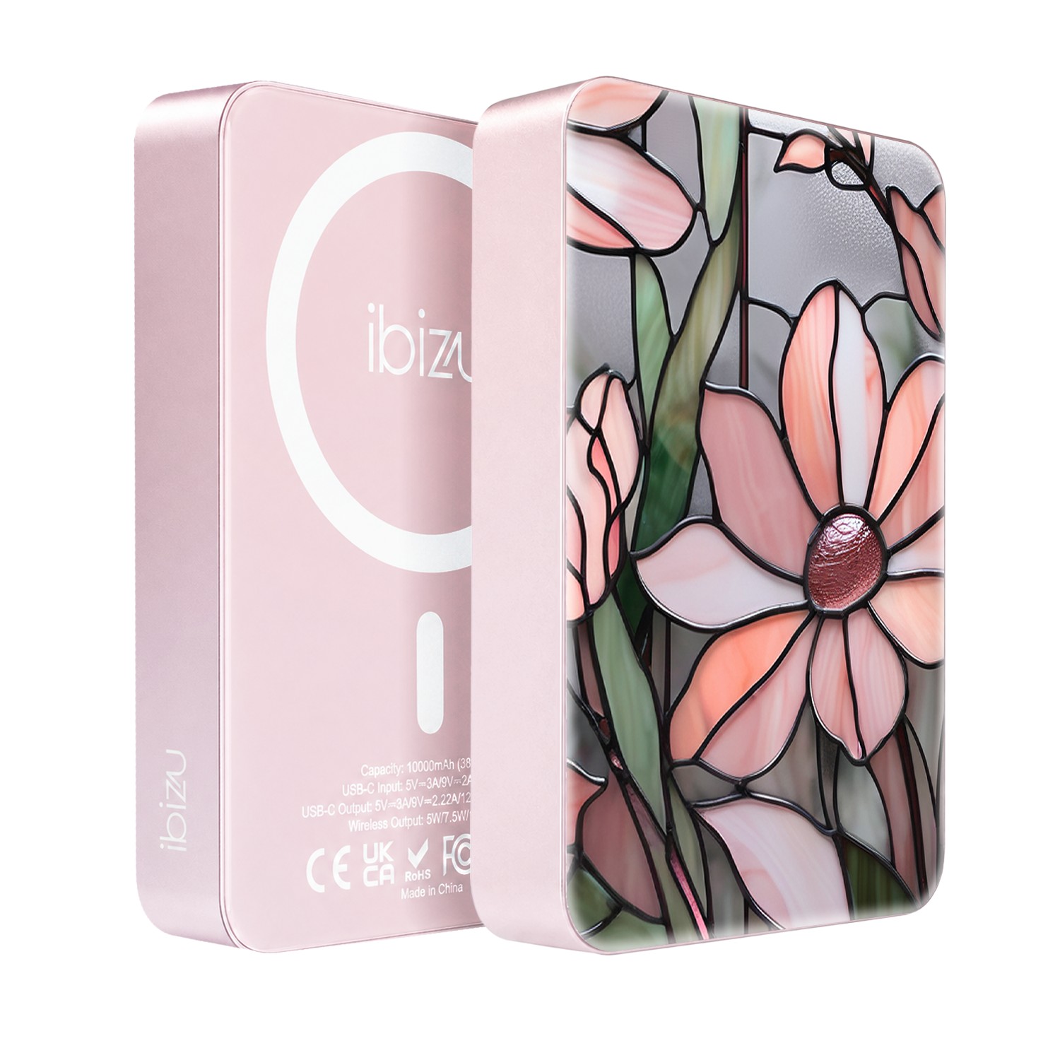Powerbank IBIZU MagPower 10k do iPhone z MagSafe, solidny, aluminiowy, 10 000 mAh, Różowa magnolia, różowy