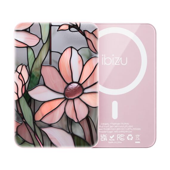 Powerbank IBIZU MagPower 10k do iPhone z MagSafe, solidny, aluminiowy, 10 000 mAh, Różowa magnolia, różowy (2)