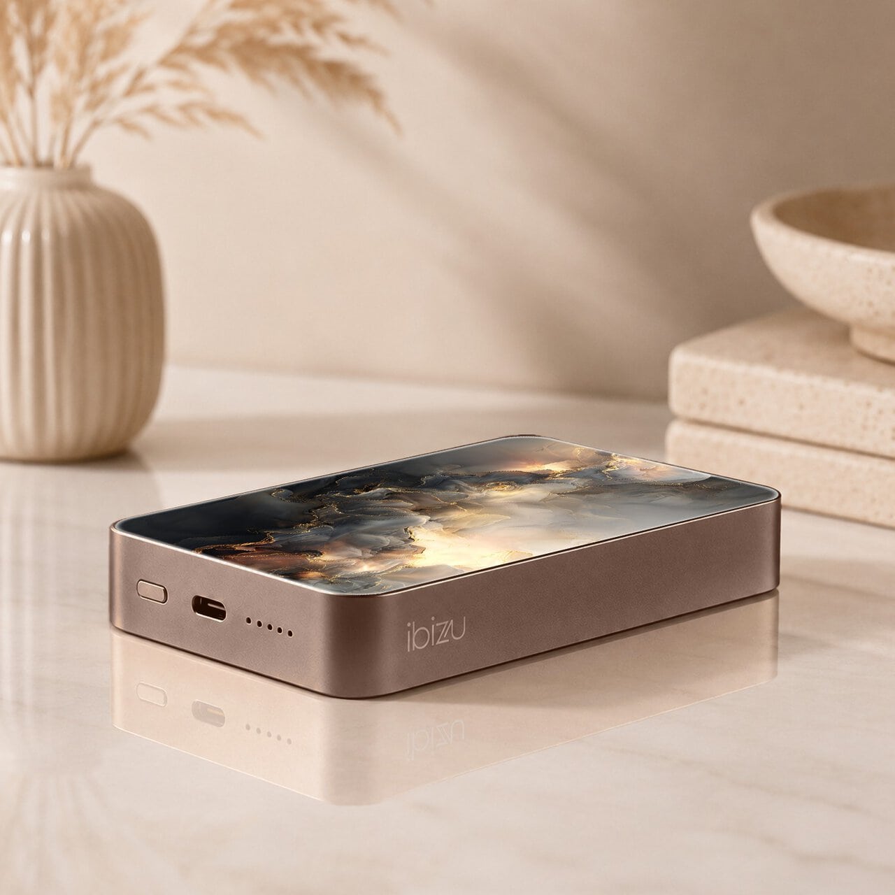 Powerbank IBIZU MagPower 10k do iPhone z MagSafe, solidny, aluminiowy, 10 000 mAh, Stardust, pustynny (5)