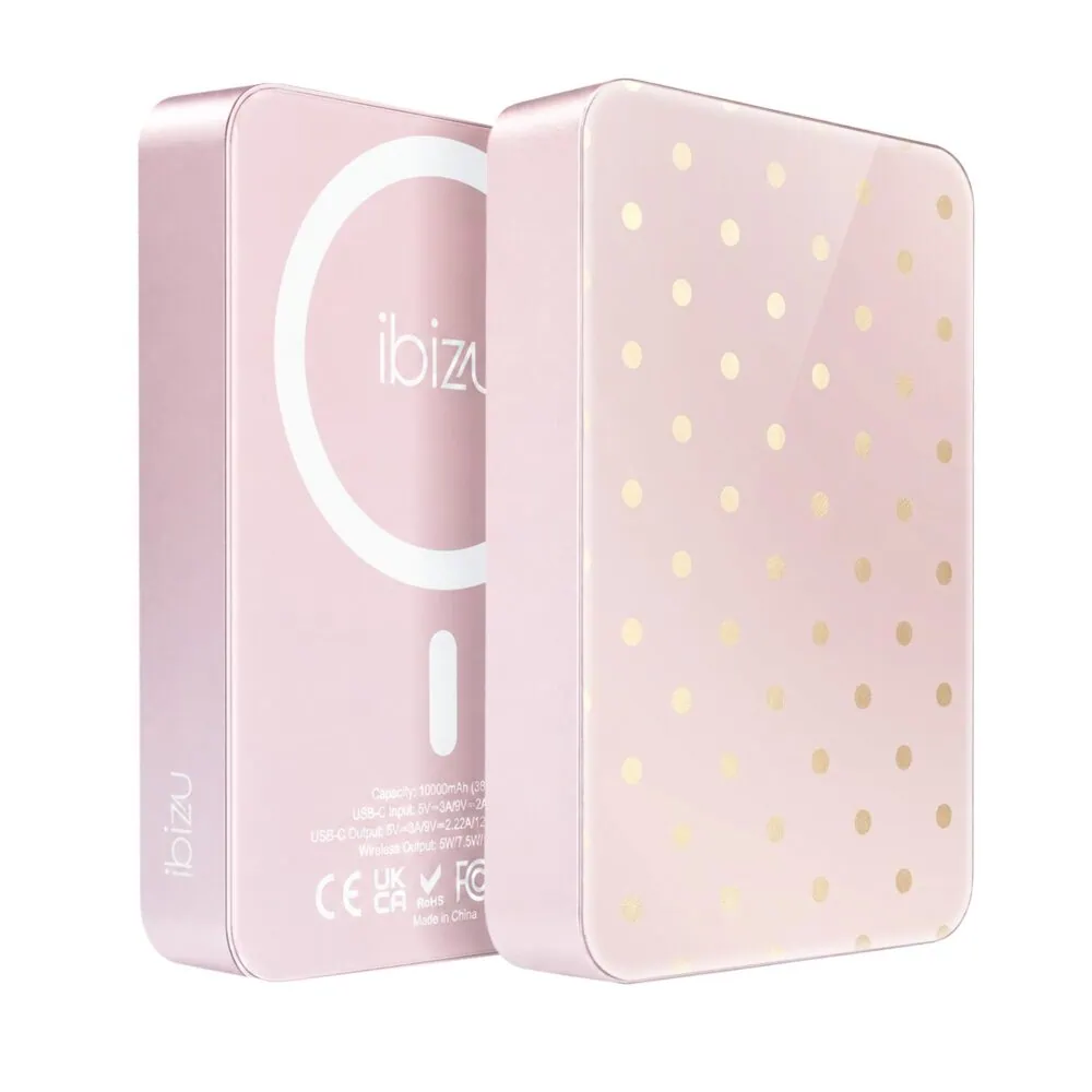 Powerbank IBIZU MagPower 10k do iPhone z MagSafe, solidny, aluminiowy, 10 000 mAh, Złote groszki (2)