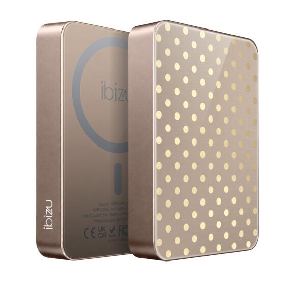 Powerbank IBIZU MagPower 10k do iPhone z MagSafe, solidny, aluminiowy, 10 000 mAh, Złote groszki_złoty (10)