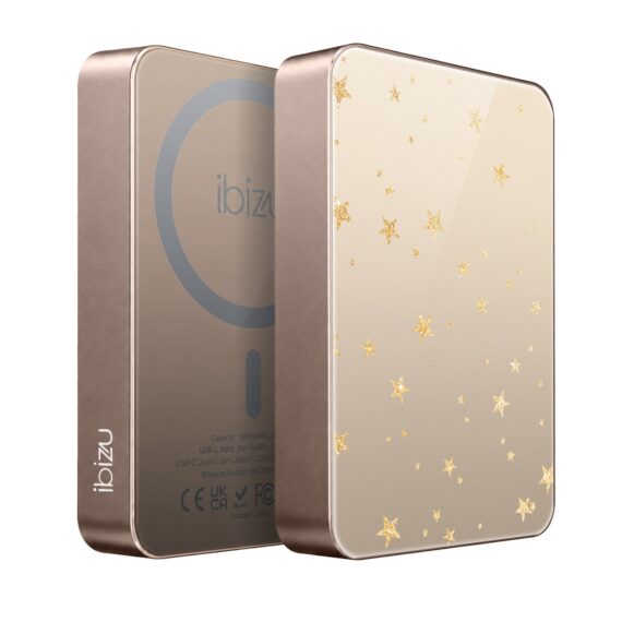 Powerbank IBIZU MagPower 10k do iPhone z MagSafe, solidny, aluminiowy, 10 000 mAh, Złote gwiazdki (1)
