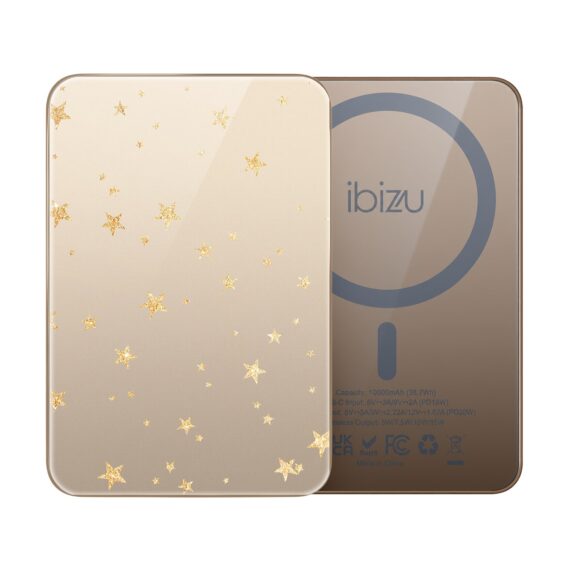 Powerbank IBIZU MagPower 10k do iPhone z MagSafe, solidny, aluminiowy, 10 000 mAh, Złote gwiazdki (2)
