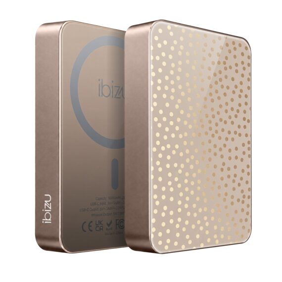 Powerbank IBIZU MagPower 10k do iPhone z MagSafe, solidny, aluminiowy, 10 000 mAh, Złote konfetti (2)