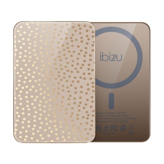 Powerbank IBIZU MagPower 10k do iPhone z MagSafe, solidny, aluminiowy, 10 000 mAh, Złote konfetti (3)