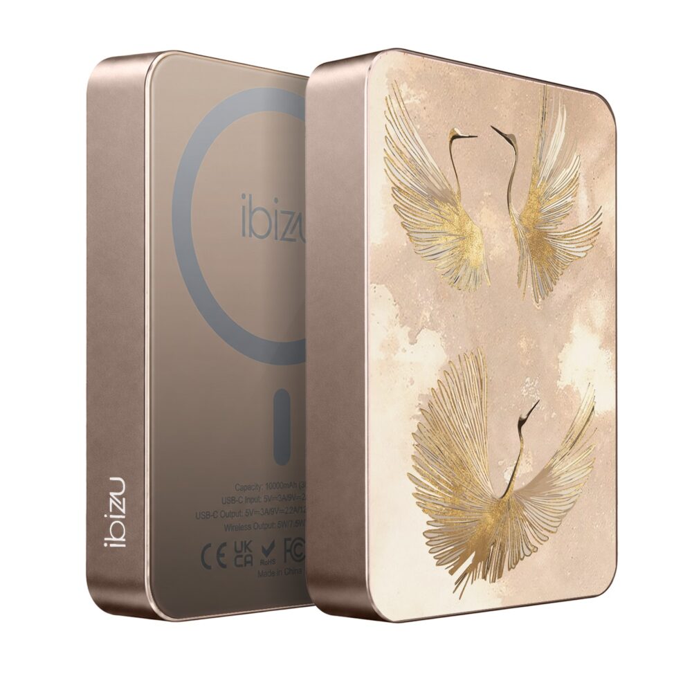 Powerbank IBIZU MagPower 10k do iPhone z MagSafe, solidny, aluminiowy, 10 000 mAh, Złote żurawie, pustynny (11)