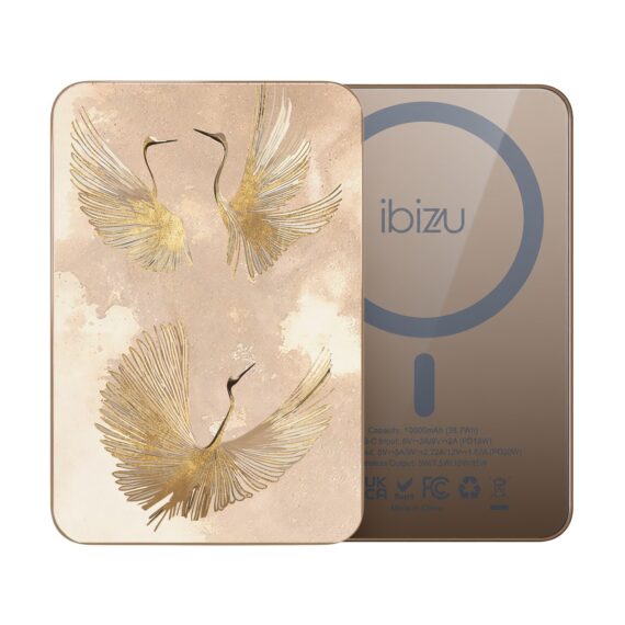 Powerbank IBIZU MagPower 10k do iPhone z MagSafe, solidny, aluminiowy, 10 000 mAh, Złote żurawie, pustynny (12)
