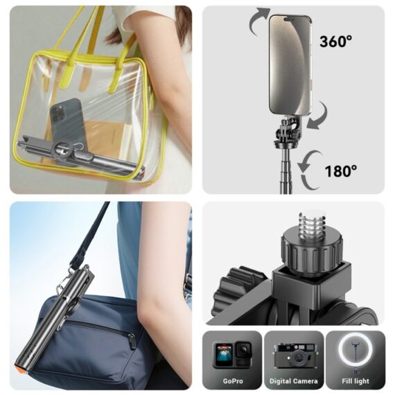 Statyw tripod, uchwyt, kijek do selfie z funkcją MagSafe, czarny (1)