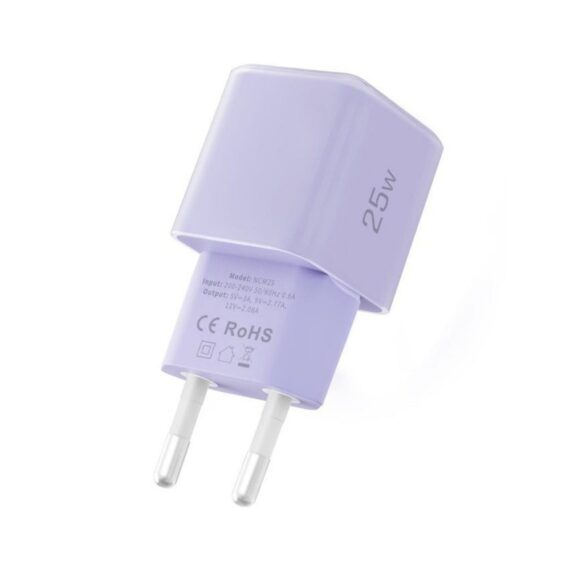 Szybka ładowarka sieciowa, USB-C PD 25W, fioletowa3