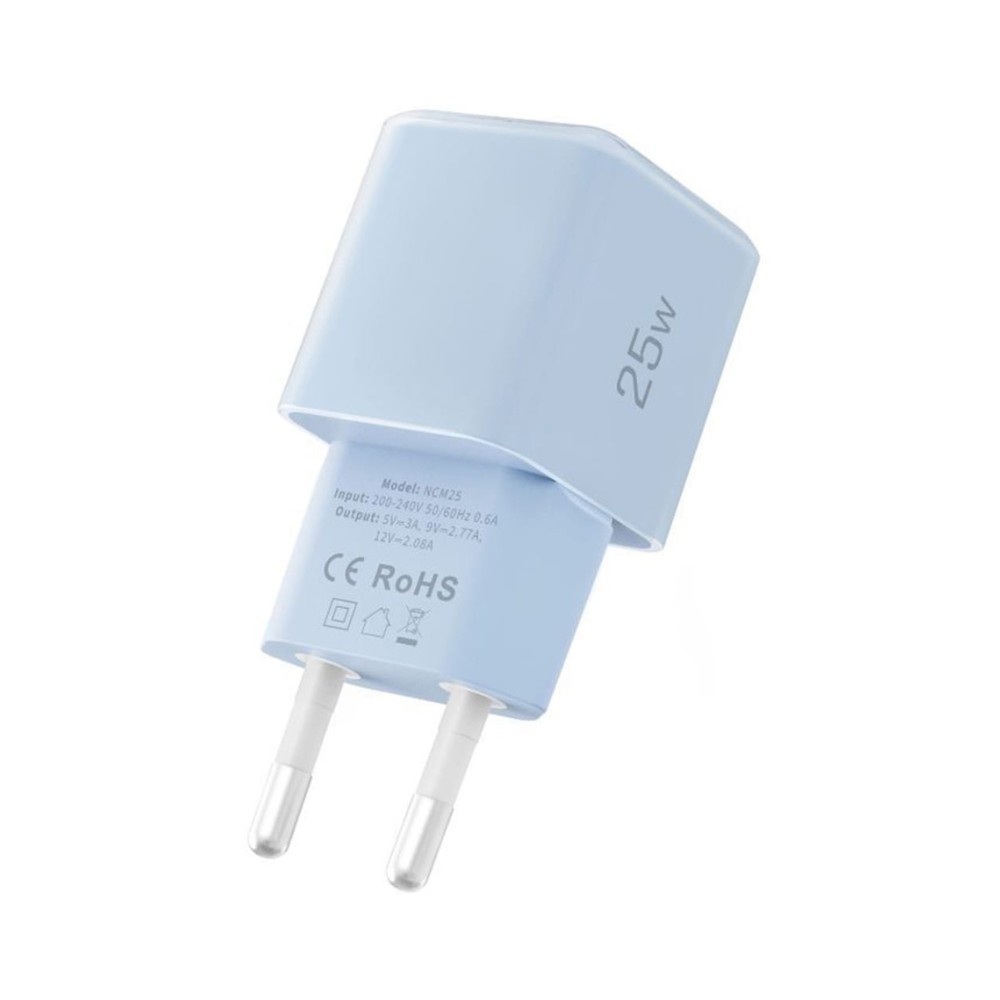 Szybka ładowarka sieciowa, USB-C PD 25W, niebieska