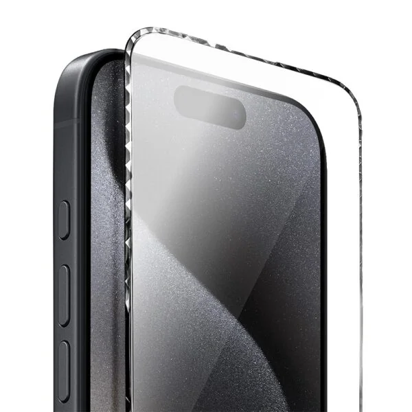 Diamond Cut, twarde szkło z ozdobną diamentową ramką do iPhone 15 Pro, czarne (2)
