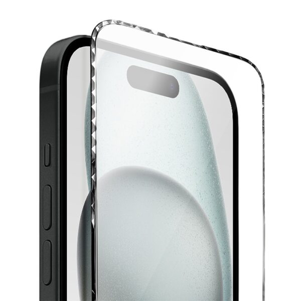Diamond Cut, twarde szkło z ozdobną diamentową ramką do iPhone 15, czarne (2)