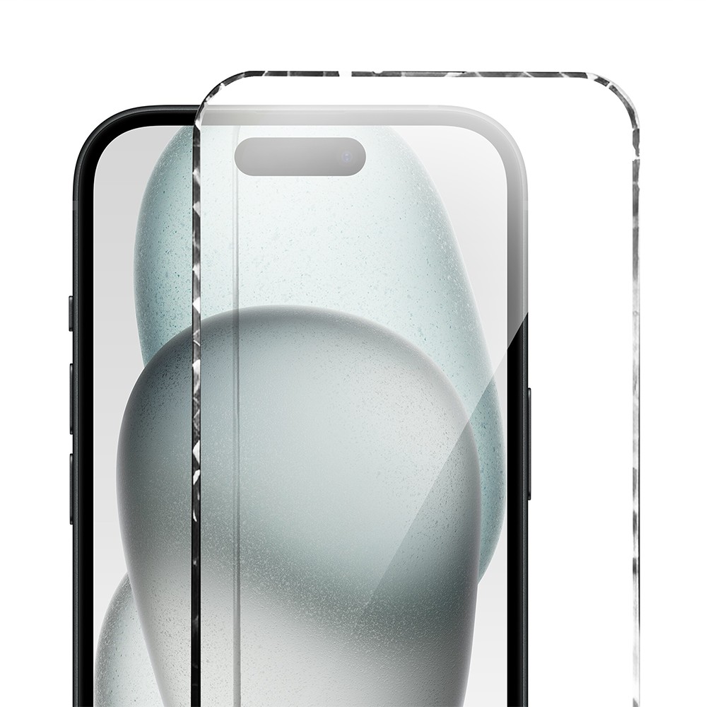 Diamond Cut, twarde szkło z ozdobną diamentową ramką do iPhone 15, czarne (3)