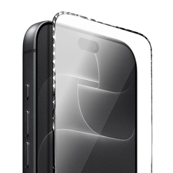 Diamond Cut, twarde szkło z ozdobną diamentową ramką do iPhone 18 Pro Max, czarne