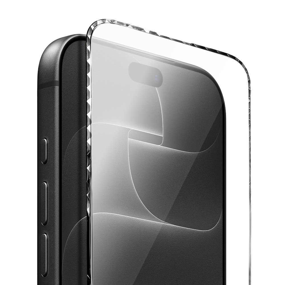 diamond cut, twarde szkło z ozdobną diamentową ramką do iphone 18 pro max, czarne