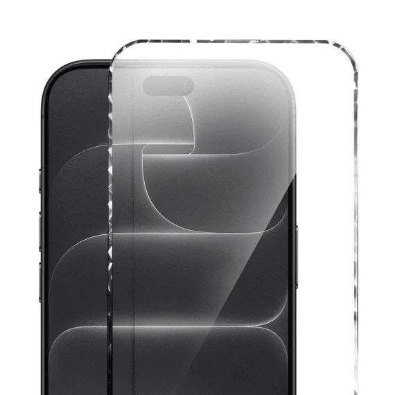 diamond cut, twarde szkło z ozdobną diamentową ramką do iphone 18 pro max, czarne