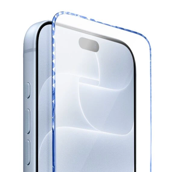diamond cut, twarde szkło z ozdobną diamentową ramką do iphone 18 pro max, niebieskie