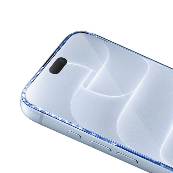 diamond cut, twarde szkło z ozdobną diamentową ramką do iphone 18 pro max, niebieskie