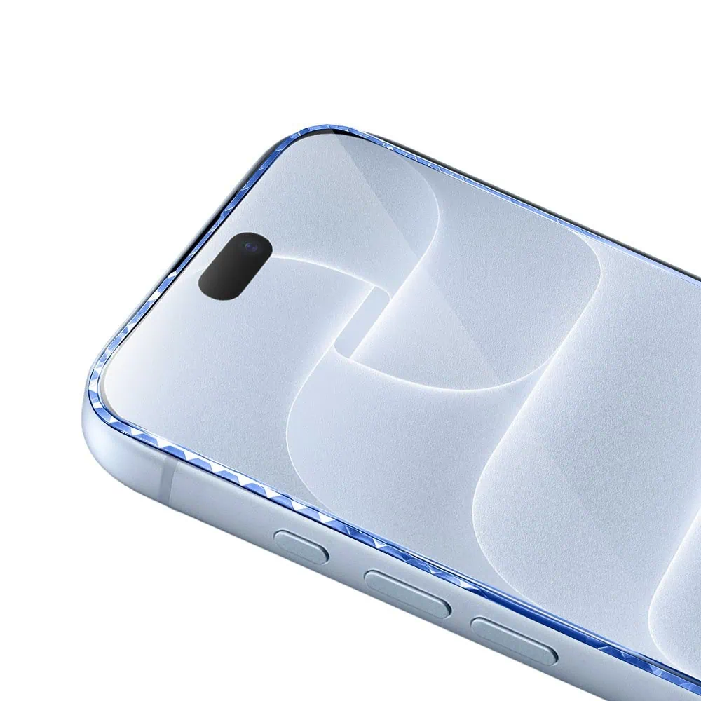 Diamond Cut, twarde szkło z ozdobną diamentową ramką do iPhone 18 Pro Max, niebieskie (5) diamond cut, twarde szkło z ozdobną diamentową ramką do iphone 18 pro max, niebieskie