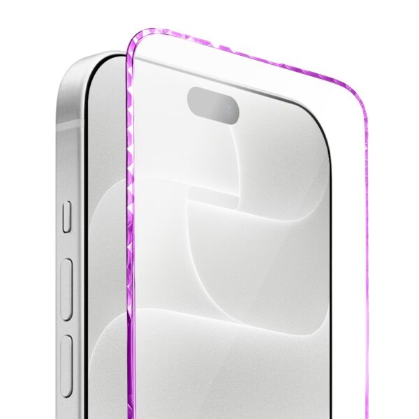 diamond cut, twarde szkło z ozdobną diamentową ramką do iphone 18 pro max, różowe