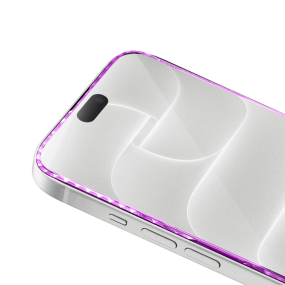 diamond cut, twarde szkło z ozdobną diamentową ramką do iphone 18 pro max, różowe