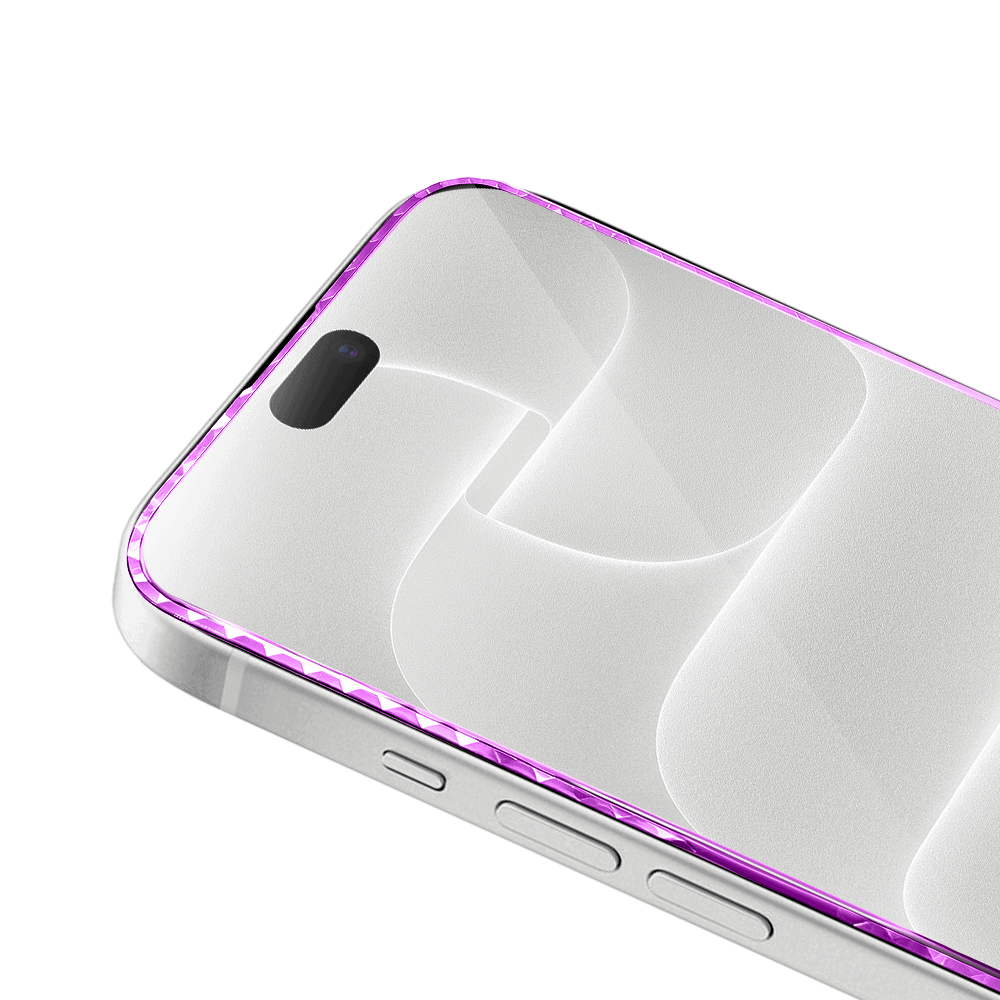 diamond cut, twarde szkło z ozdobną diamentową ramką do iphone 18 pro max, różowe