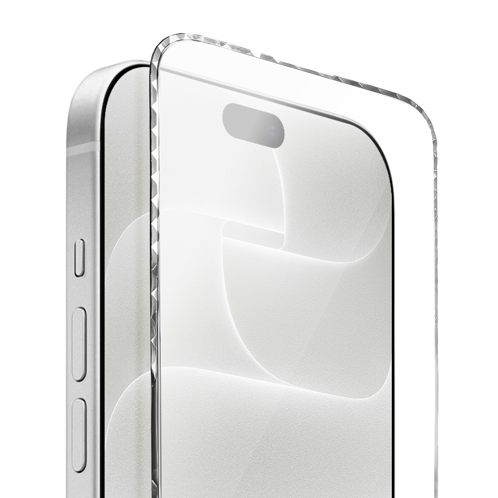 diamond cut, twarde szkło z ozdobną diamentową ramką do iphone 18 pro max, srebrne